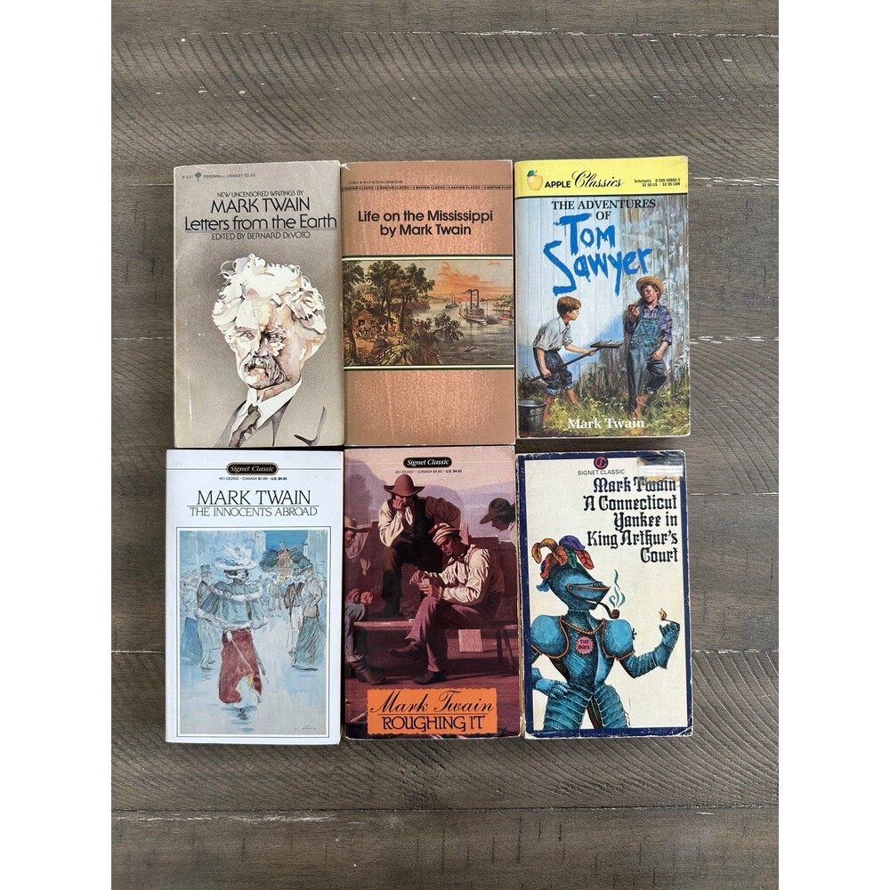 Mark Twain Classics 6 Book Lot Tom Sawyer Roughing It Mississippi Vintage PB